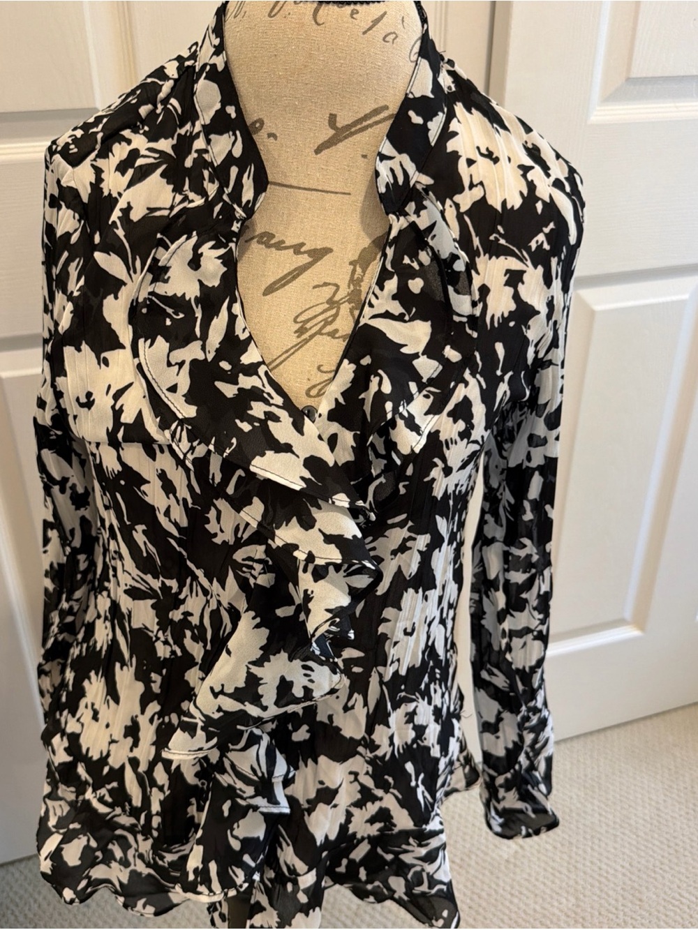Style & Co. Black and White Abstract Print Blouse